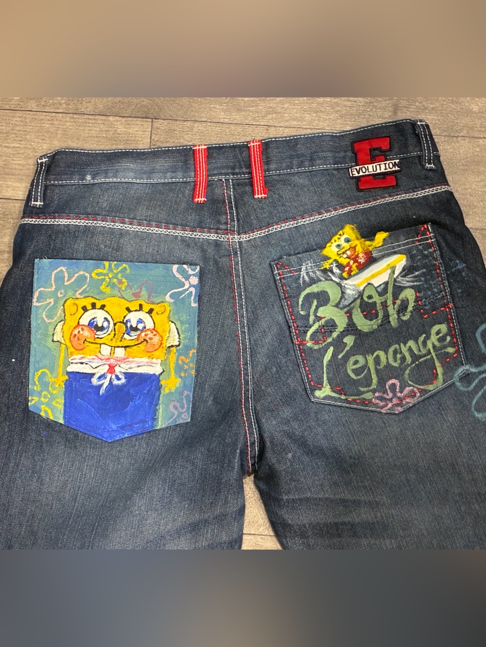 CUSTOM PAINTED SpongeBob SquarePants Jeans “Bob L’eponge”